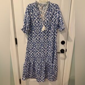 Chic Blue and White Maxi Dress